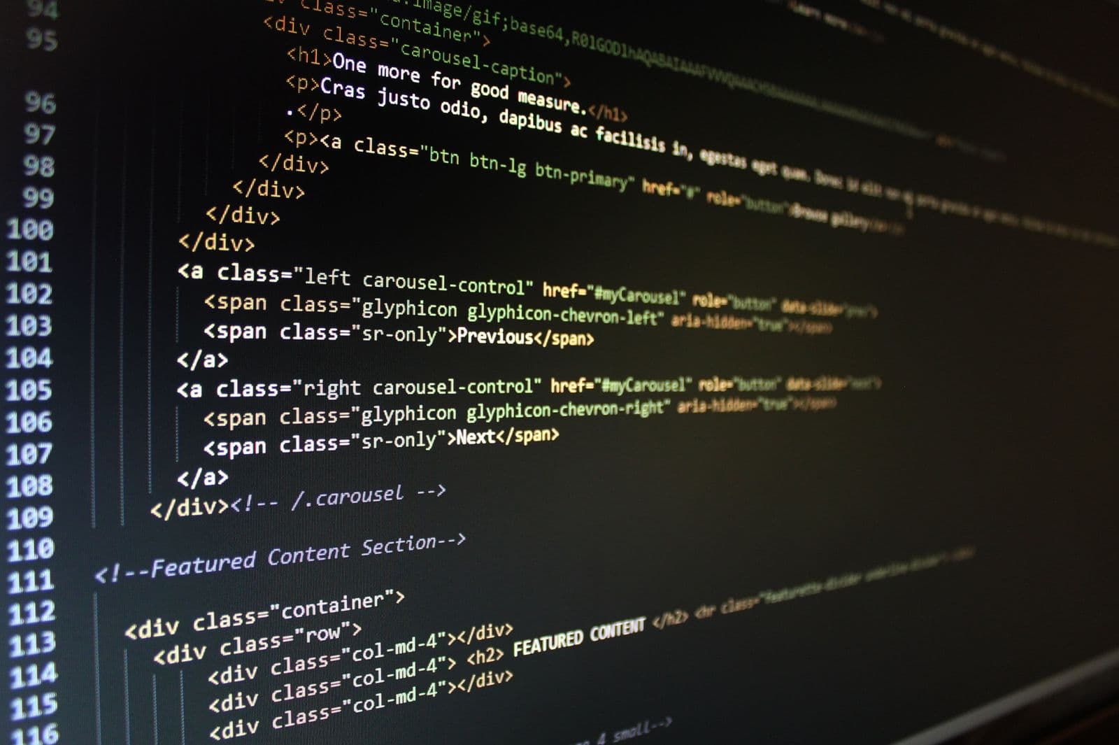 HTML code on a screen — choosing a stack after the brief