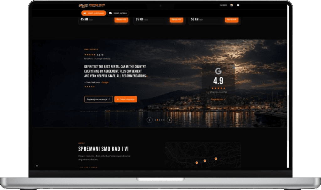 Hena Em rent-a-car booking on laptop and phone