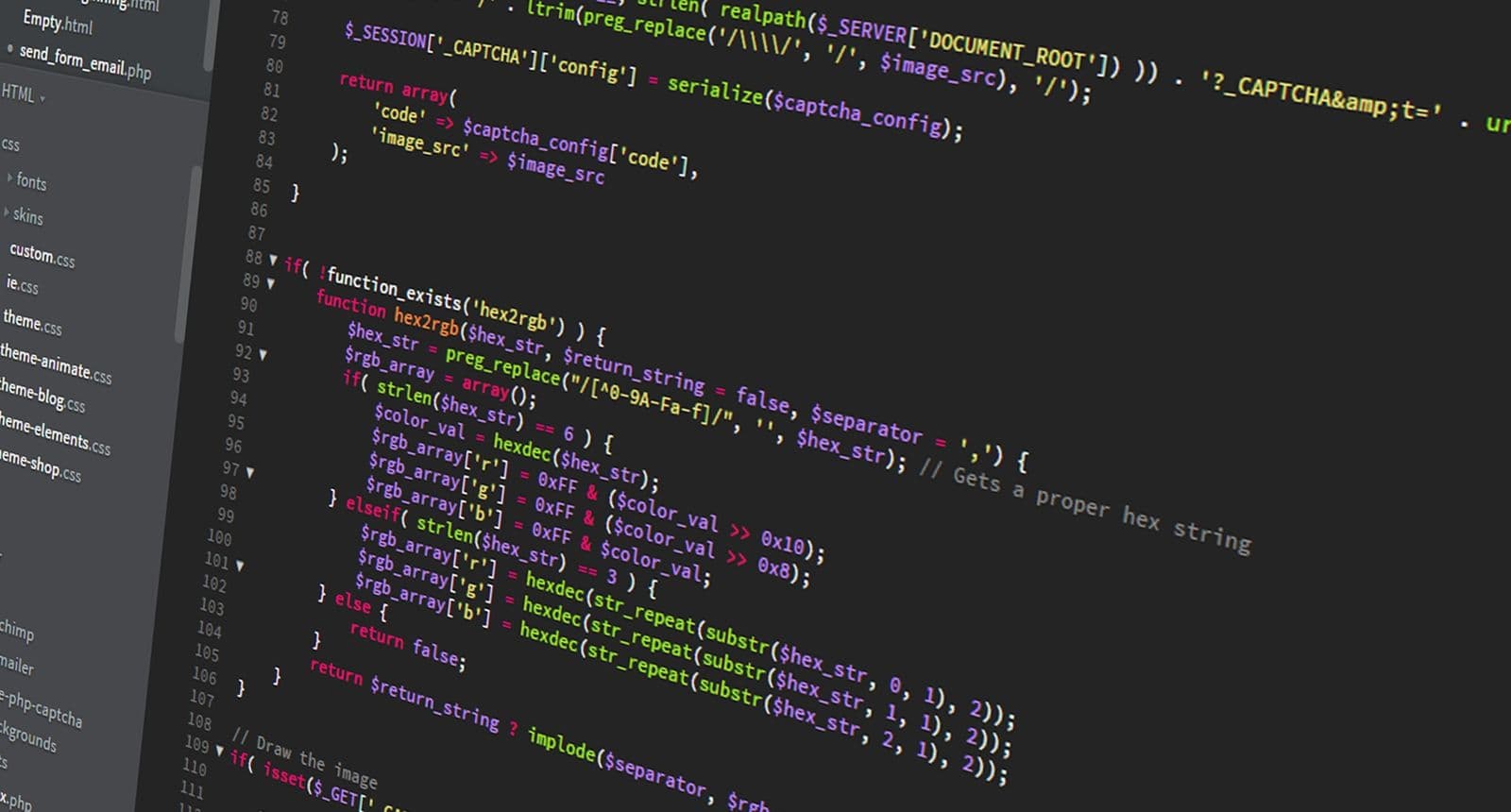 Close-up of source code on a monitor