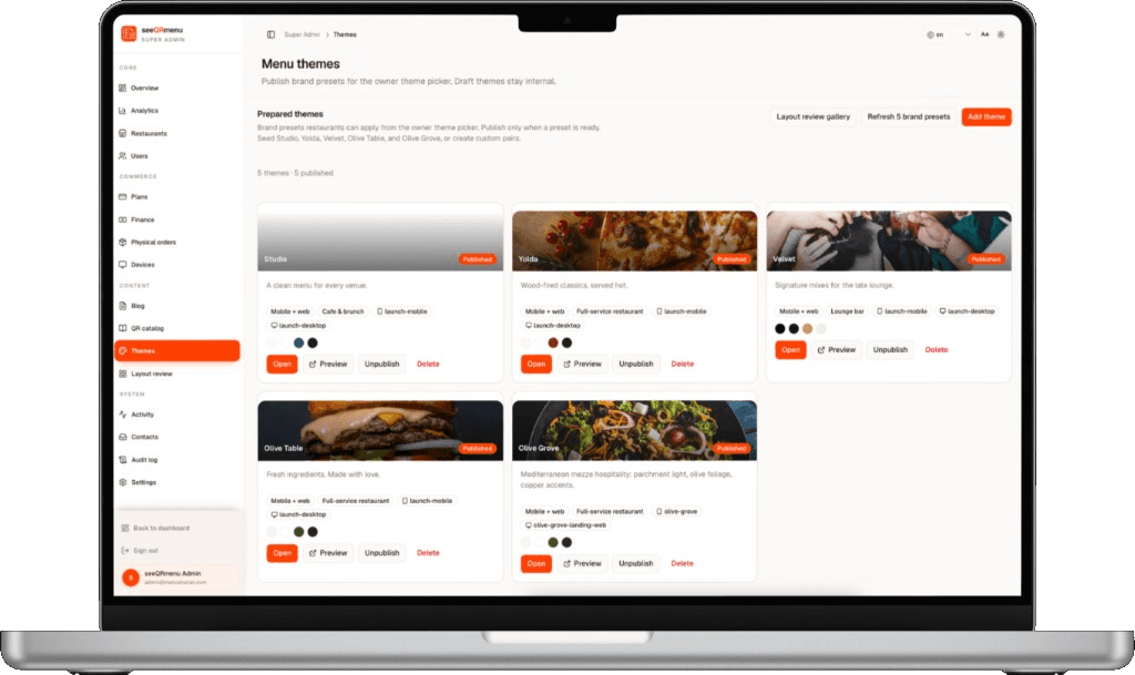 Restaurant QR menu app that guests actually use
