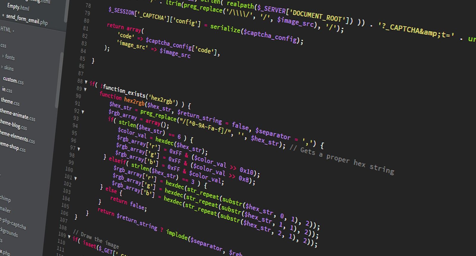 Close-up of source code on a monitor