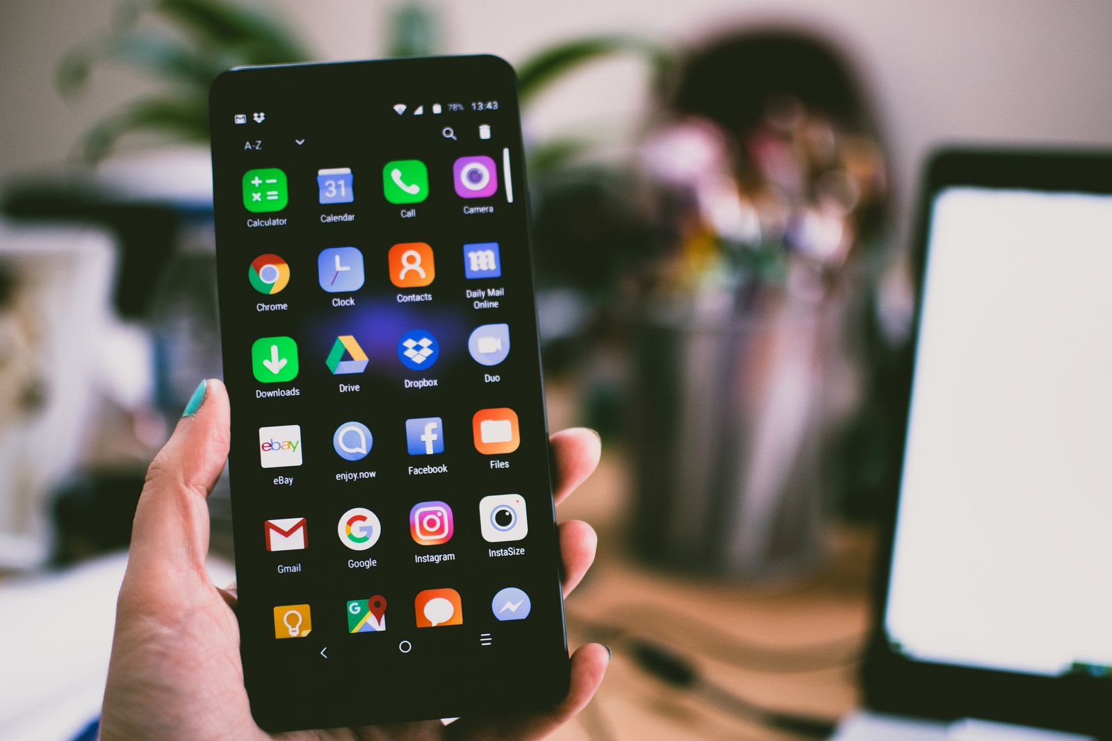 Person using an Android phone