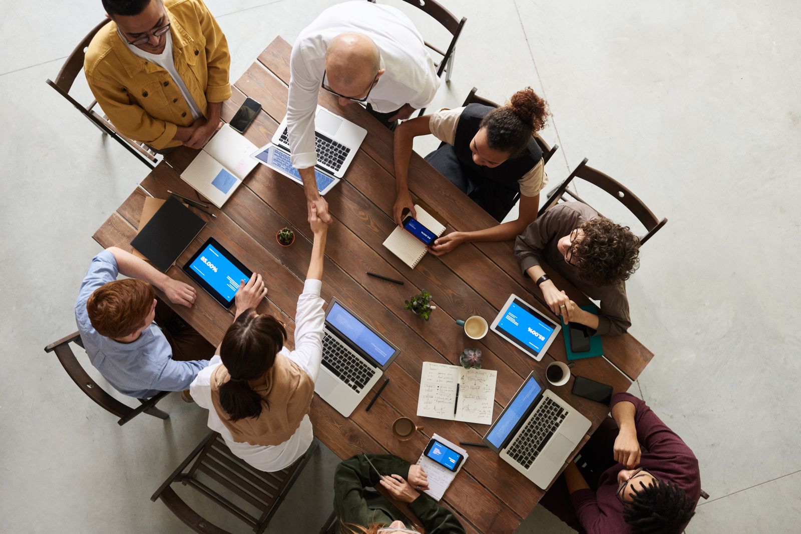 Team workshop around a table