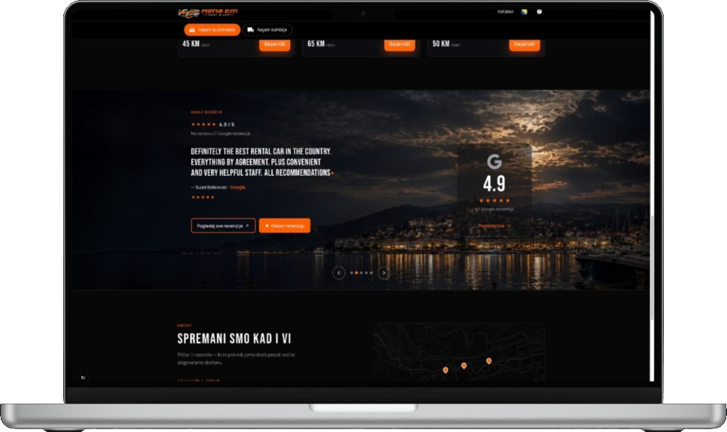 Hena Em rent-a-car booking on laptop and phone
