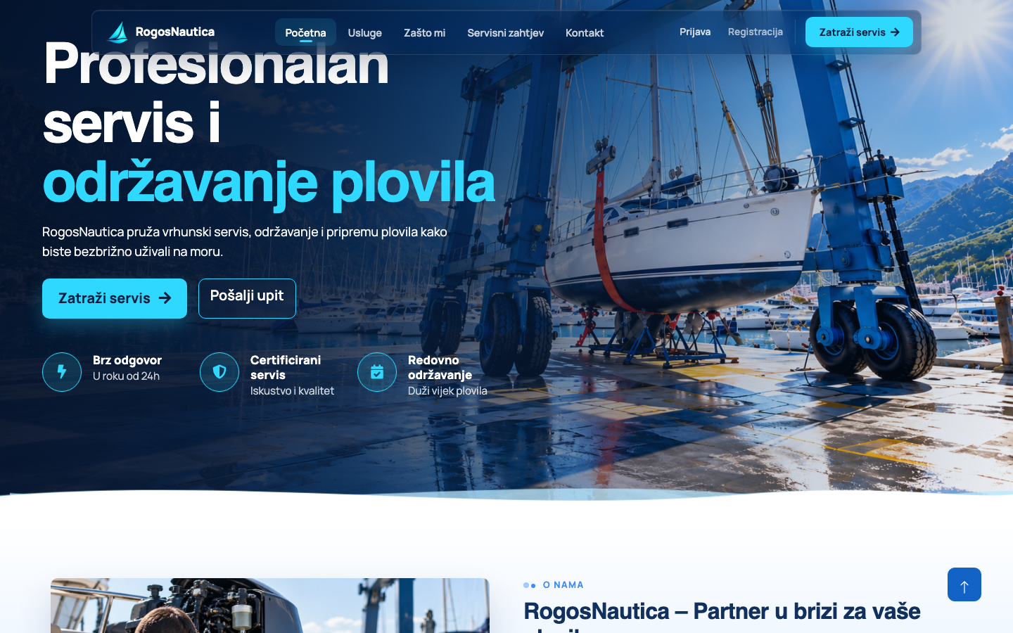 RogosNautica homepage — boat service and maintenance hero