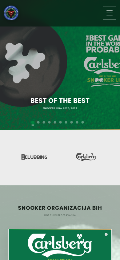 Mobile homepage — snooker.org.ba on a phone viewport